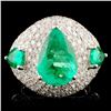 Image 1 : 18K Gold 5.07ct Emerald & 2.52ctw Diamond Ring