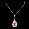 Image 2 : 14K Gold 6.62ct Kunzite & 1.69ctw Diamond Pendant