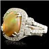 Image 2 : 14K Gold 3.18ct Opal & 1.08ctw Diamond Ring