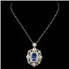 Image 1 : 18K Gold 2.90ct Sapphire & 1.56ctw Diamond Pendant