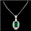 Image 2 : 18K Gold 21.83ct Emerald & 4.44ctw Diamond Pendant