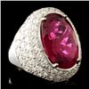 Image 3 : 18K Gold 9.33ct Rubellite & 3.11ctw Diamond Ring