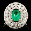 Image 1 : 18K Gold 0.66ct Emerald & 1.02ctw Diamond Ring
