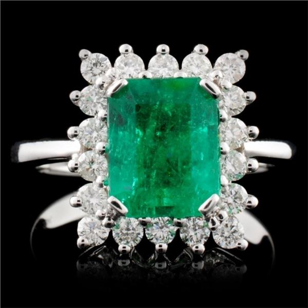 18K W Gold 2.28ct Emerald & 0.57ct Diamond Ring