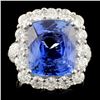 18K Gold 9.28ct Sapphire & 2.70ctw Diam Ring