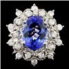 14K Gold 4.36ct Tanzanite & 0.73ctw Diamond Ring