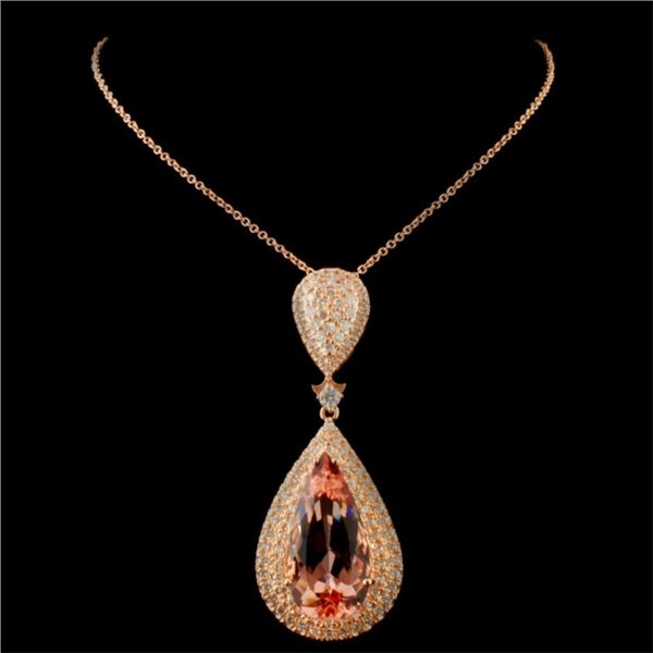 18K Rose Gold 10.84ct Morganite & 0.92ct Diamond P