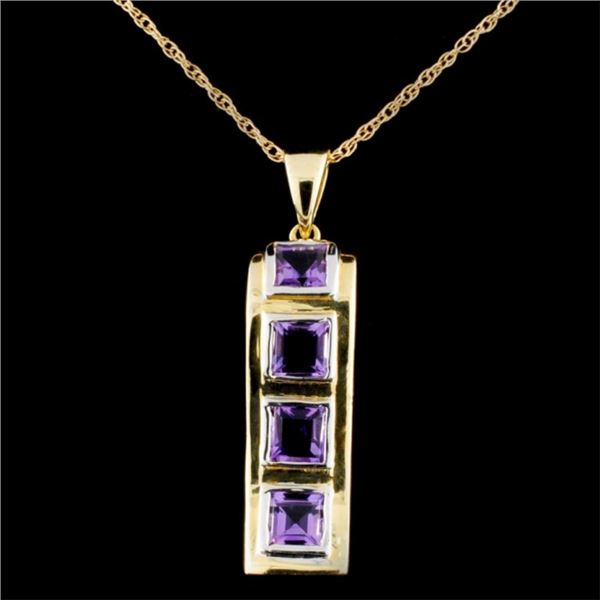 14K Gold 2.35ct Amethyst Pendant