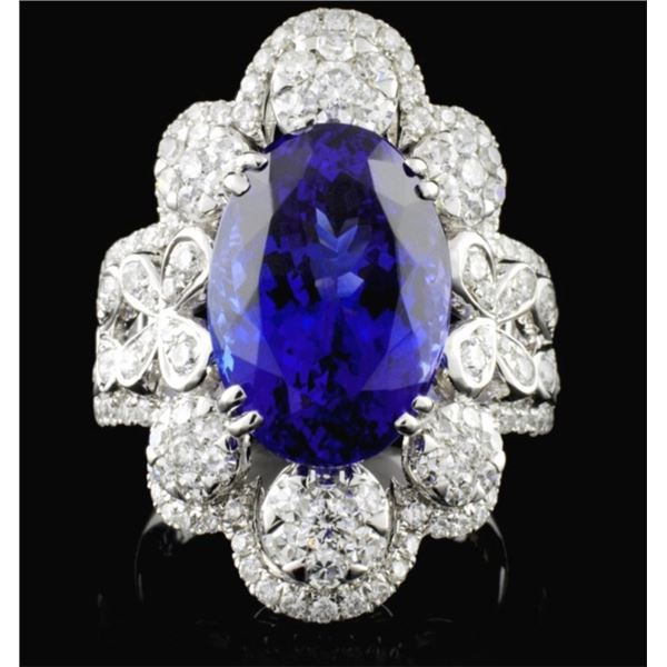 18K Gold 8.23ct Tanzanite & 1.43ct Diamond Ring