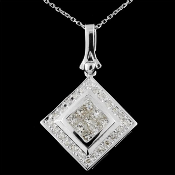 18K White Gold 1.03ctw  Fancy Diamond Pendant