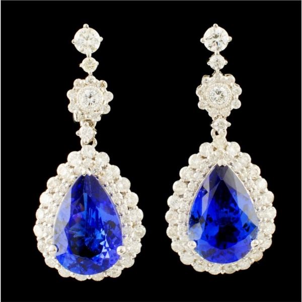 18K Gold 7.97ct Tanzanite & 2.27ct Diamond Earring