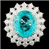 Image 1 : 18K Gold 7.94ct Paraiba & 2.83ctw Diamond Ring