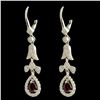 Image 2 : 14K Gold 0.58ct Ruby & 0.57ctw Diamond Earrings