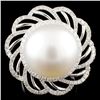 Image 1 : 18K Gold 15.00MM Pearl & 1.02ctw Diamond Ring