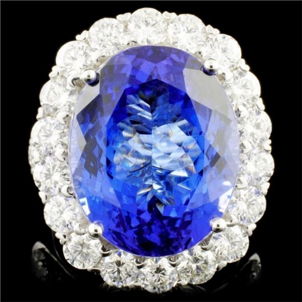 18K Gold 16.11ct Tanzanite & 3.06ctw Diamond Ring