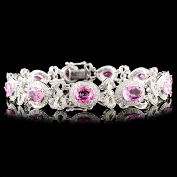 18K Gold 8.09ctw Spinel & 1.40ctw Diamond Bracelet