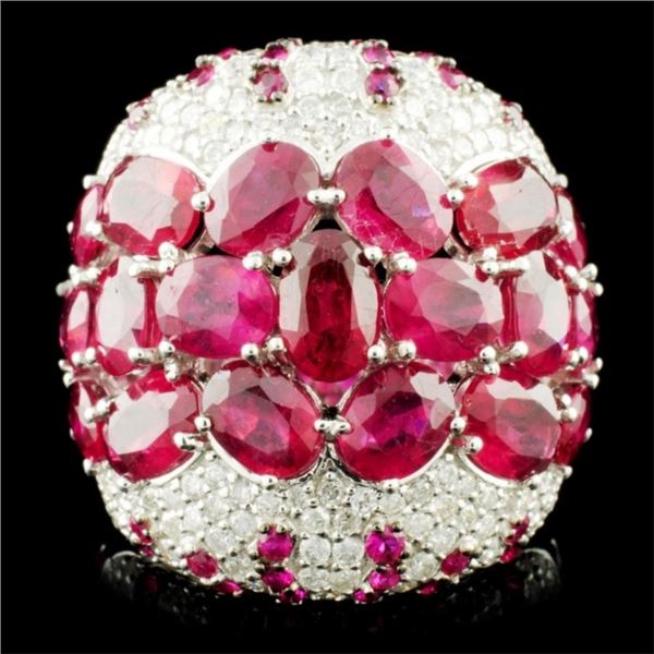 18K Gold 9.38ct Ruby & 0.88ctw Diamond Ring