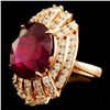 Image 2 : 14K Gold 12.24ct Ruby & 2.02ctw Diamond Ring