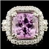 Image 1 : 18K Gold 8.23ct Kunzite & 1.35ctw Diamond Ring