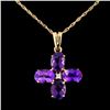 Image 1 : 14K Gold 4.10ct Amethyst & 0.02ctw Diamond Pendant