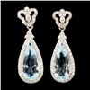 14K Gold 6.13ct Aquamarine & 1.05ctw Diamond Earri