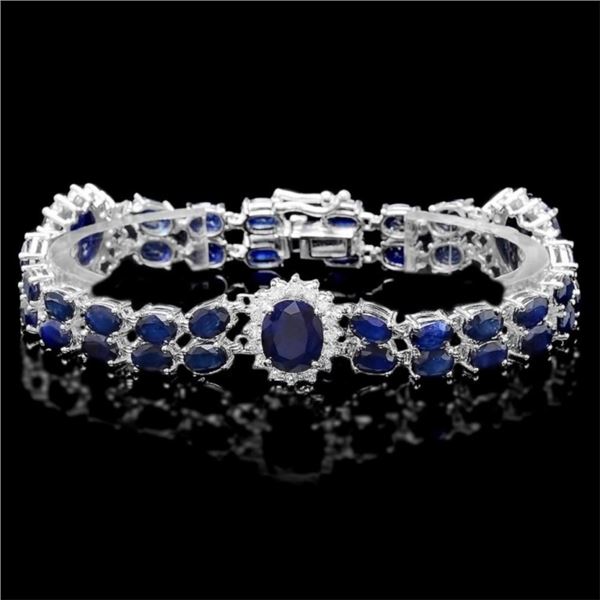 `14k Gold 20.00ct Sapphire & 1.70ct Diamond Bracel