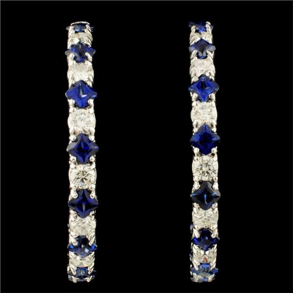 14K Gold 6.14ct Sapphire & 3.21ctw Diamond Earring