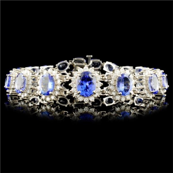 14K Gold 29.40ctw Tanzanite & 2.60ctw Diamond Brac