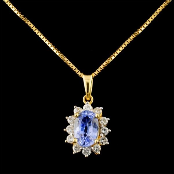 18K Gold 1.21ct Tanzanite & 0.21ctw Diamond Pendan