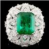 Image 1 : 18K Gold 3.94ct Emerald & 1.61ctw Diamond Ring