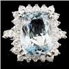 14K Gold 5.20ct Aquamarine & 1.21ctw Diamond Ring