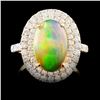 Image 1 : 14K Gold 2.60ct Opal & 1.22ctw Diamond Ring