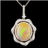 14K Gold 5.22ct Opal & 0.95ctw Diamond Pendant