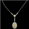 14K Gold 7.42ct Opal & 0.70ctw Diamond Necklace