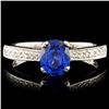 18K Gold 1.13ct Sapphire & 0.12ctw Diamond Ring