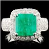 Image 1 : 18K Gold 3.07ct Emerald & 2.95ctw Diamond Ring