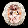 Image 1 : 14K Gold 7.66ct Morganite & 1.11ctw Diamond Ring