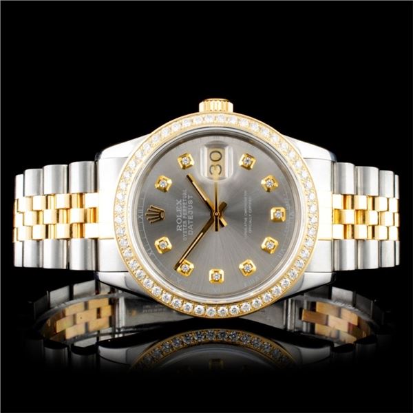 Rolex YG/SS DateJust Diamond 36MM Watch