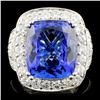 Image 1 : 18K Gold 12.50ct Tanzanite & 2.28ctw Diamond Ring