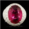 18K Gold 7.93ct Rubellite & 3.15ctw Diamond Ring