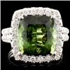 14K Gold 7.23ct Tourmaline & 1.17ctw Diamond Ring