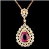 18K Gold 2.99ct Sapphire & 1.77ctw Diamond Pendant