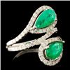 Image 3 : 14K Gold 1.80ct Emerald & 0.76ctw Diamond Ring