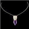 Image 2 : 14K Gold 2.30ct Amethyst & 0.60ctw Diamond Pendant