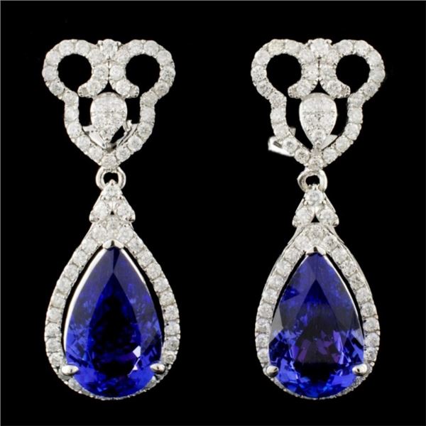 14K Gold 7.58ctw Tanzanite & 1.27ctw Diamond Earri