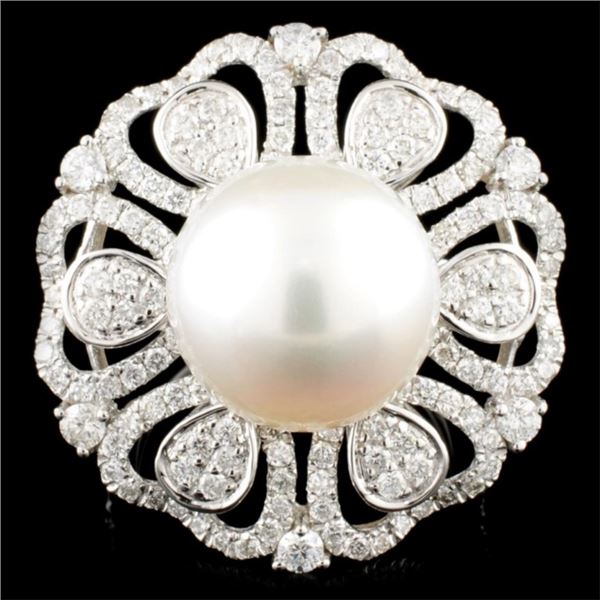 18K Gold 13MM Pearl & 1.61ctw Diamond Ring