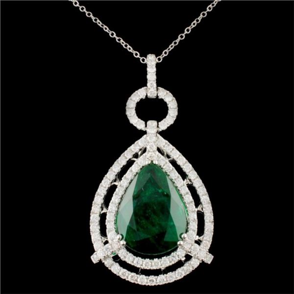 18K Gold 10.81ct Emerald 2.18ctw Diamond Pendant