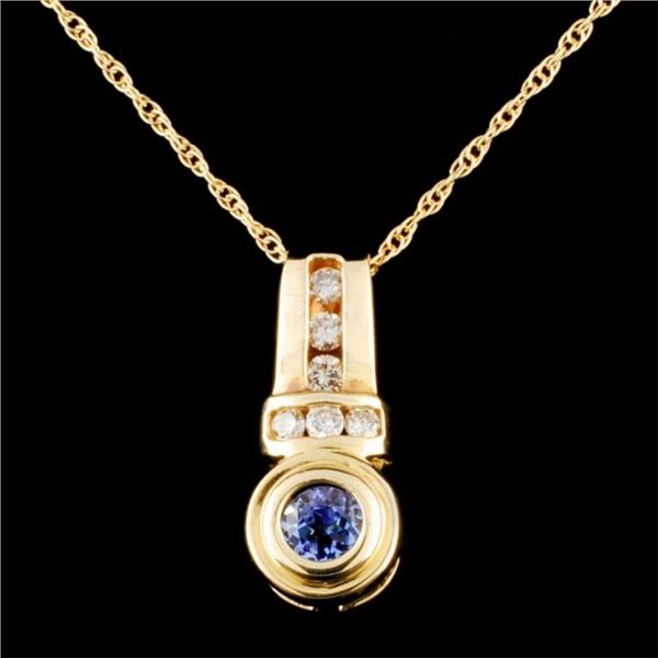 14K Gold 0.47ct Tanzanite & 0.25ctw Diamond Pendan