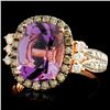 Image 2 : 14K Gold 3.40ct Amethyst & 0.81ctw Diamond Ring