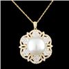 Image 2 : 18K Gold 14MM Pearl & 2.26ctw Diamond Pendant